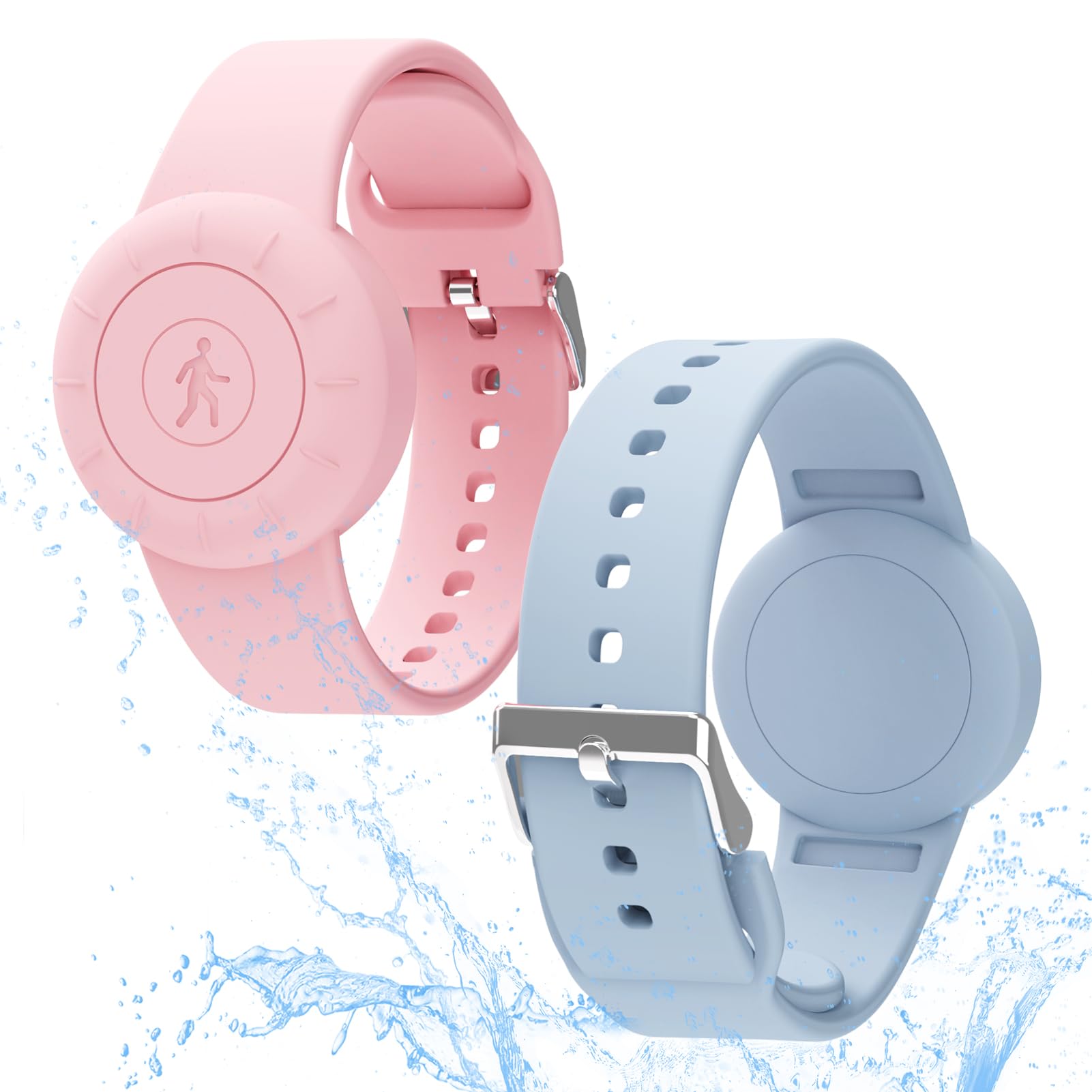 Waterproof Airtag Bracelet For Kids(2 Pack), Soft Silicone Hidden Air Tag Wristband Kids Full Case Cover Lightweight Gps Tracker